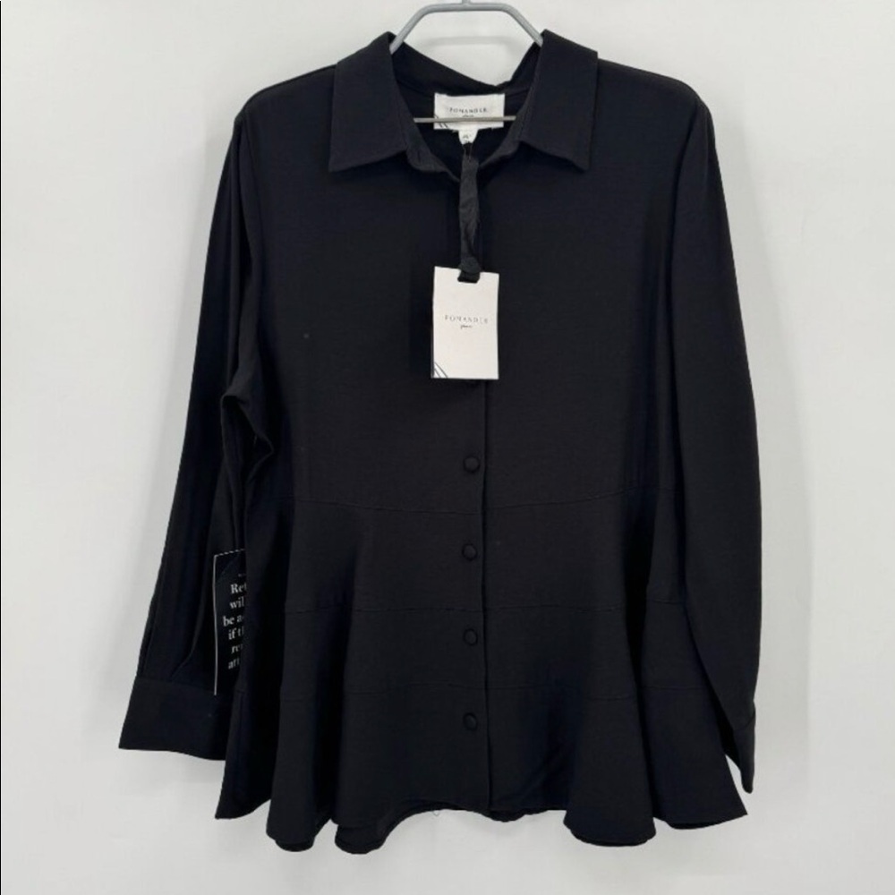 Pomander Place by Tuckernuck Black Ashlen Blouse sz L Women's Button Front NWT